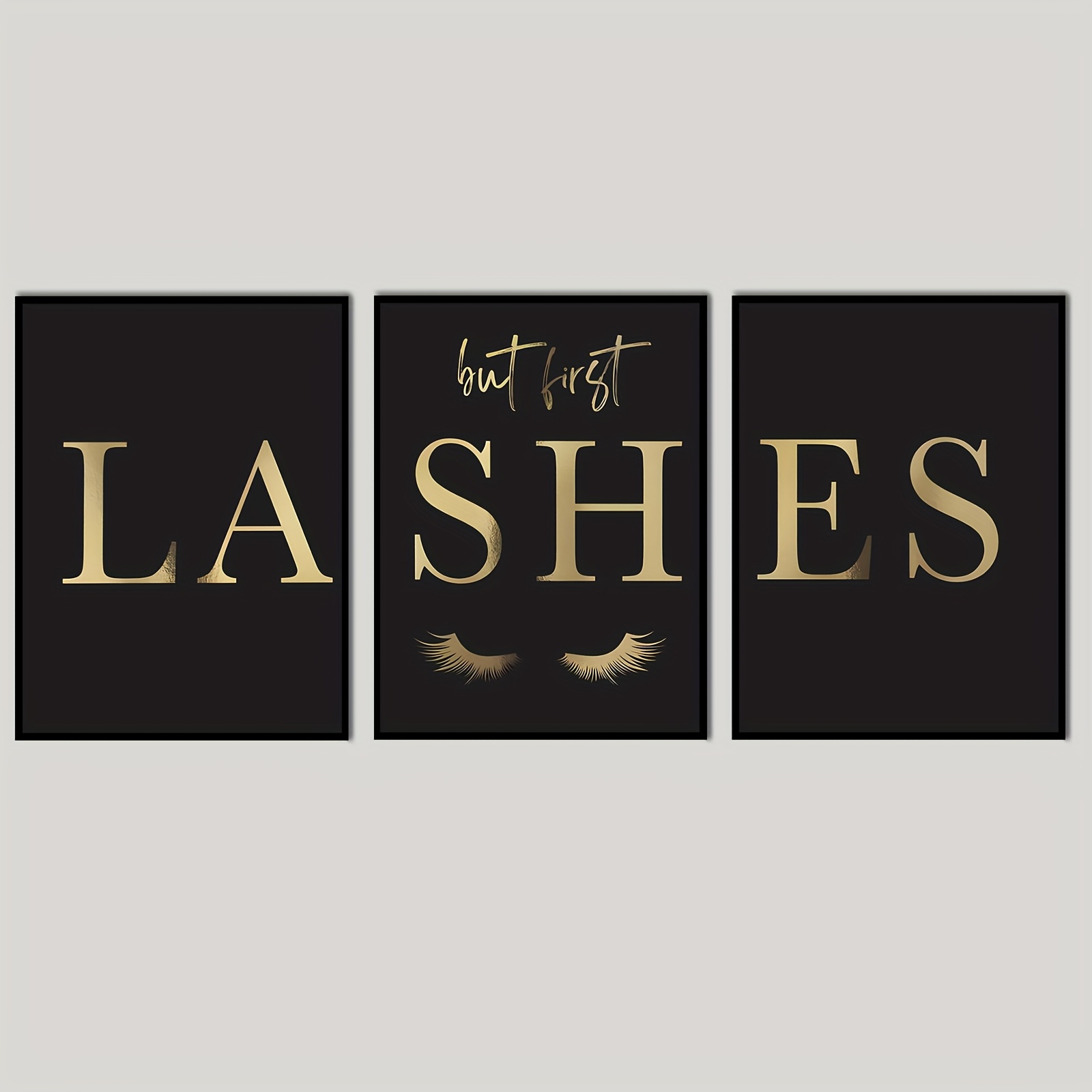 Eyelash Extensions - （Noframe 3PCS）-3pcs But First Lashes Prints