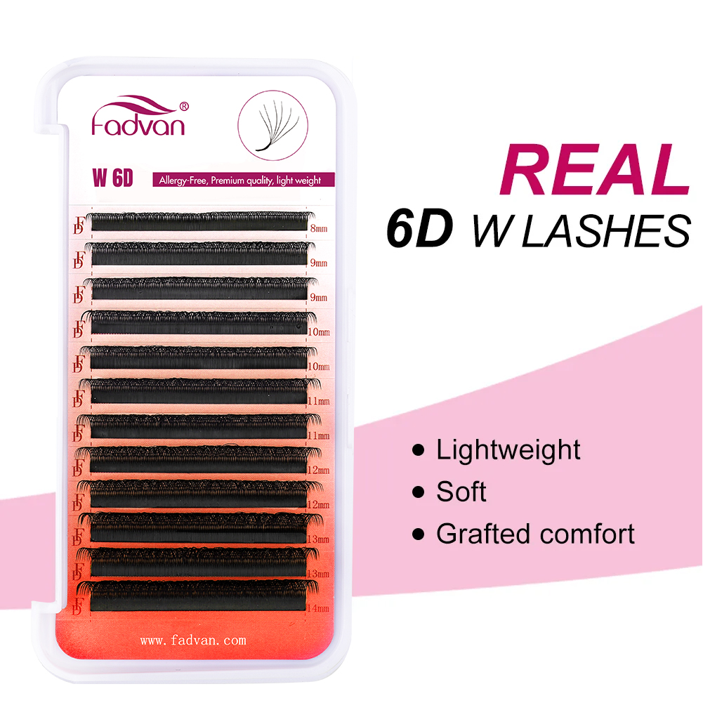 FADVAN Real 6D W lashes 0.07 W - Eyelash Extension For Asian Eyes 评论和价格