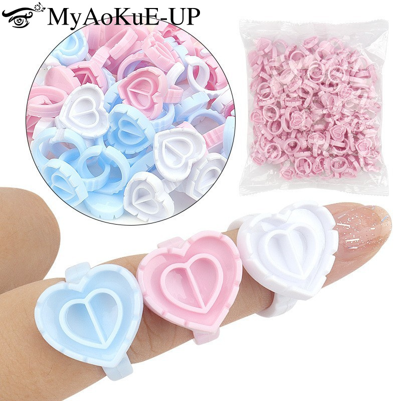 100Pcs Disposable Glue Ring Ho - Eyelash Extension Fan 评论和价格