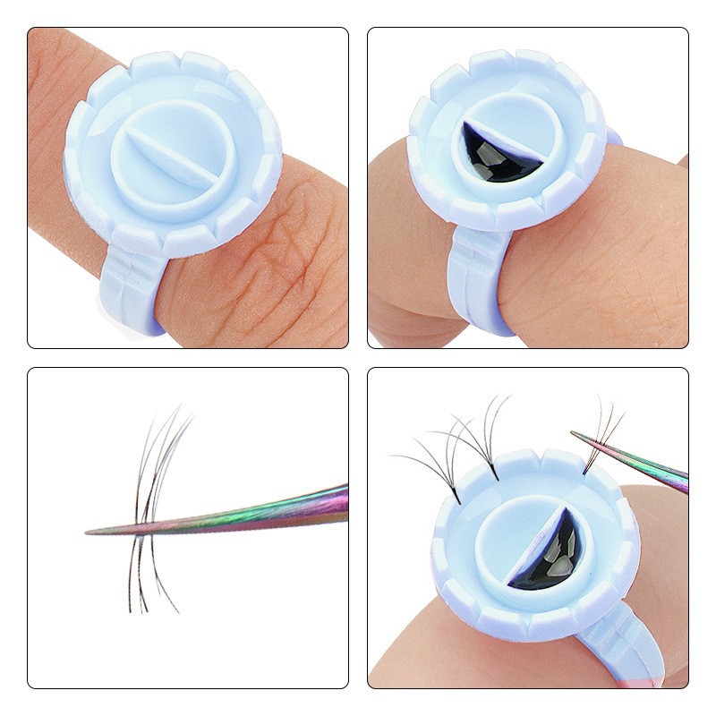 100Pcs Disposable Glue Ring Ho - Eyelash Extension Fan 评论和价格