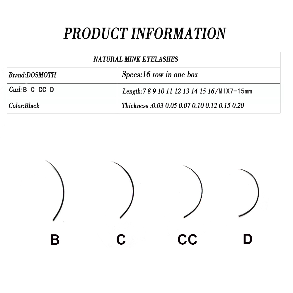 DOSMOTH 10 boxes 16rows 7-16mm - Eyelash Extension For Asian Eyes 评论和价格